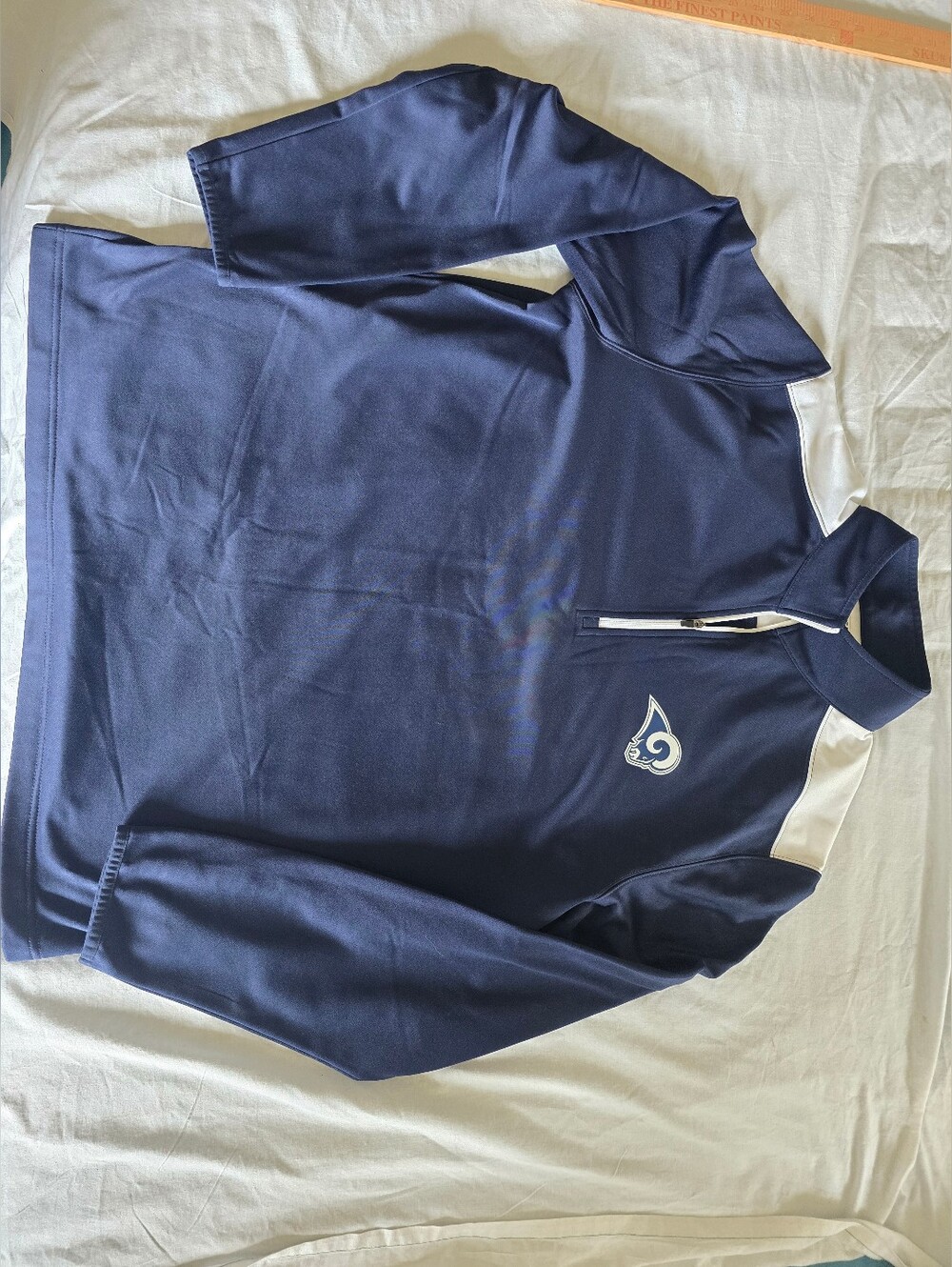 NFL Navy and White Rams Team Apparel Quarter-Zip